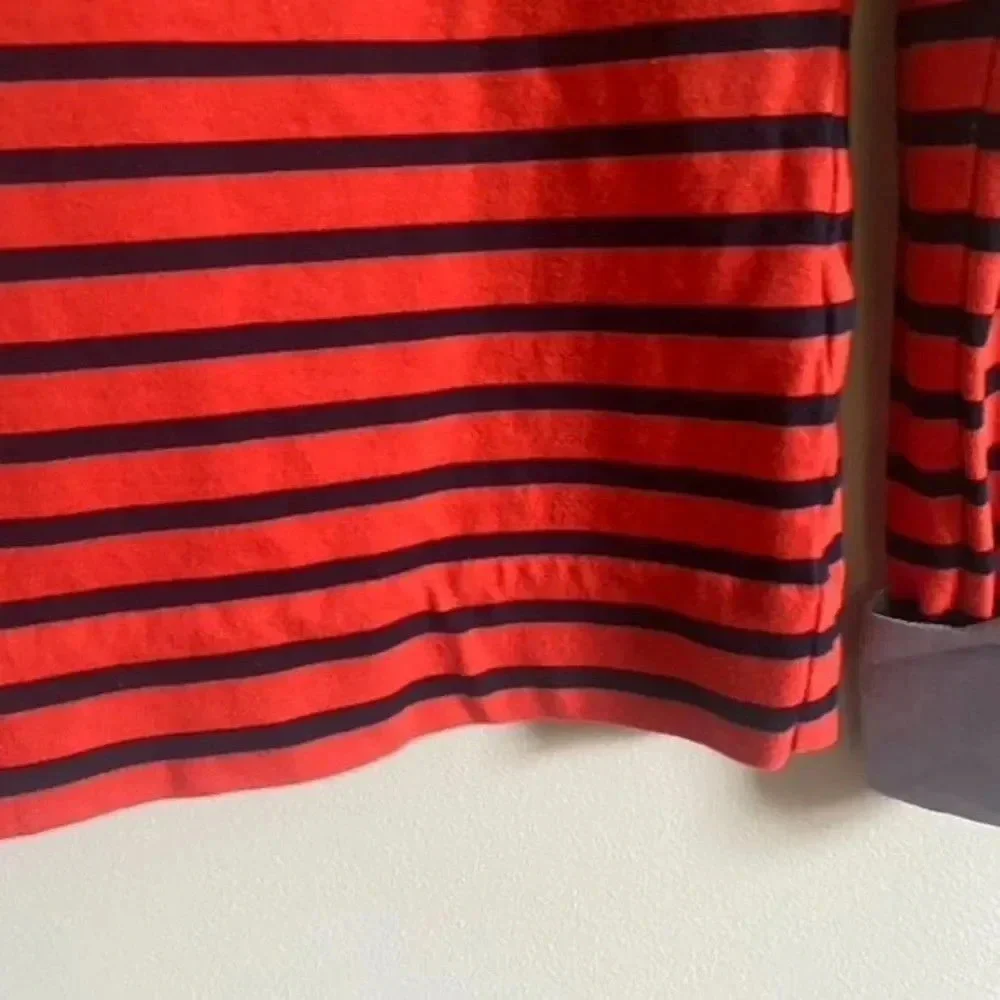 J. Crew Red Striped Nautical Top with Cuff